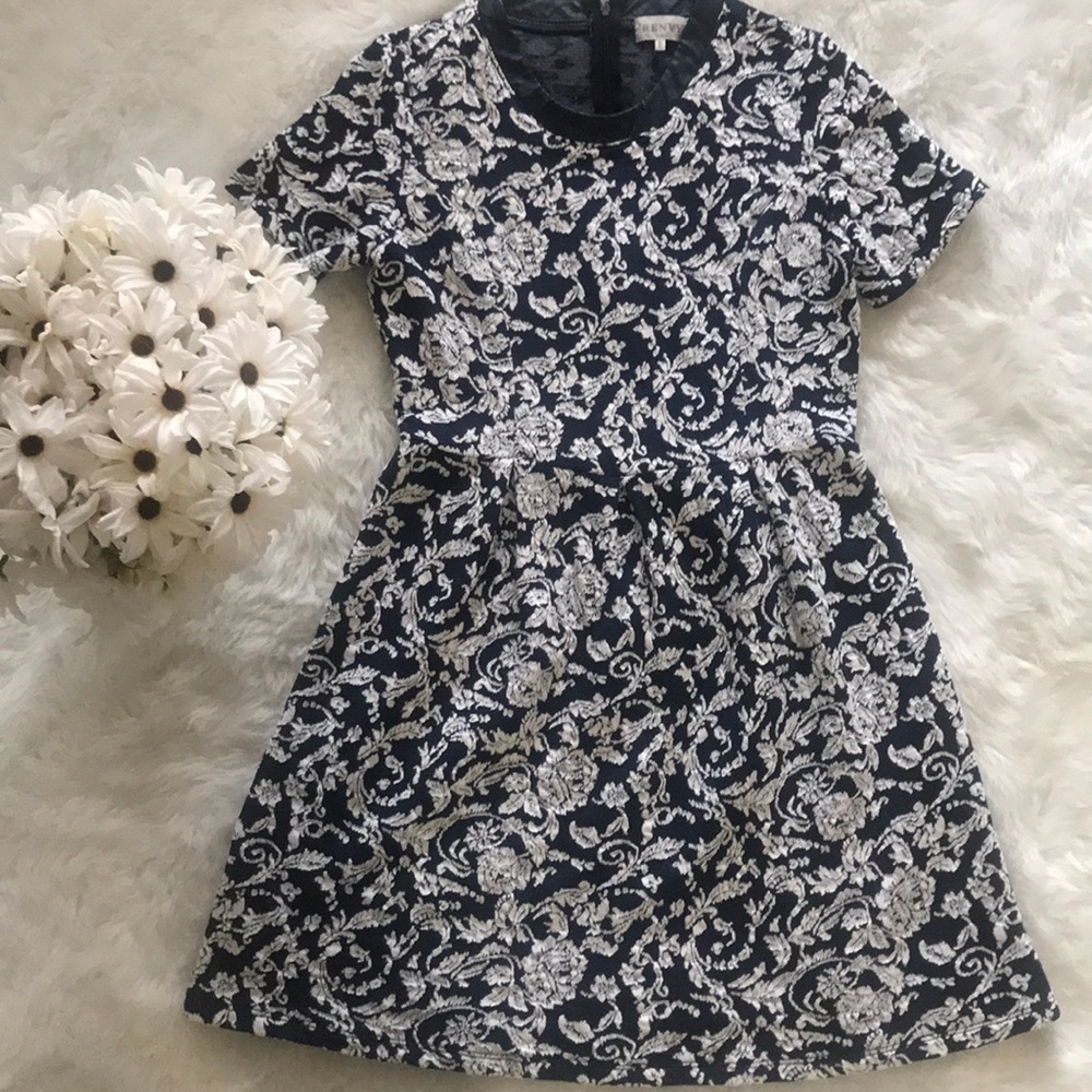 Floral Dress, Navy Blue, Size Small
